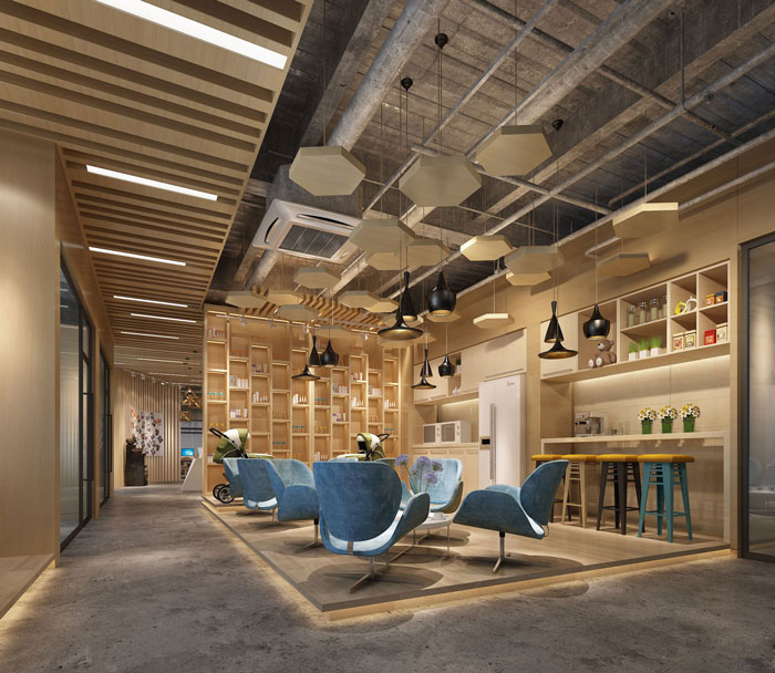 1000平方電子商務辦公室茶水間裝修設計案例效果圖