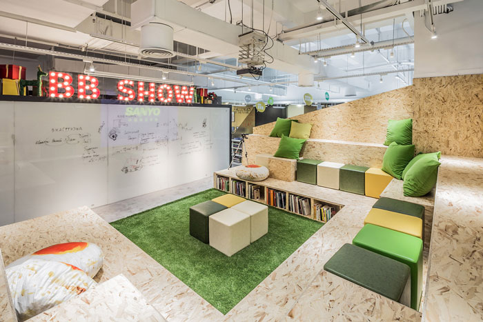 開放共享辦公室交流區(qū)域效果圖