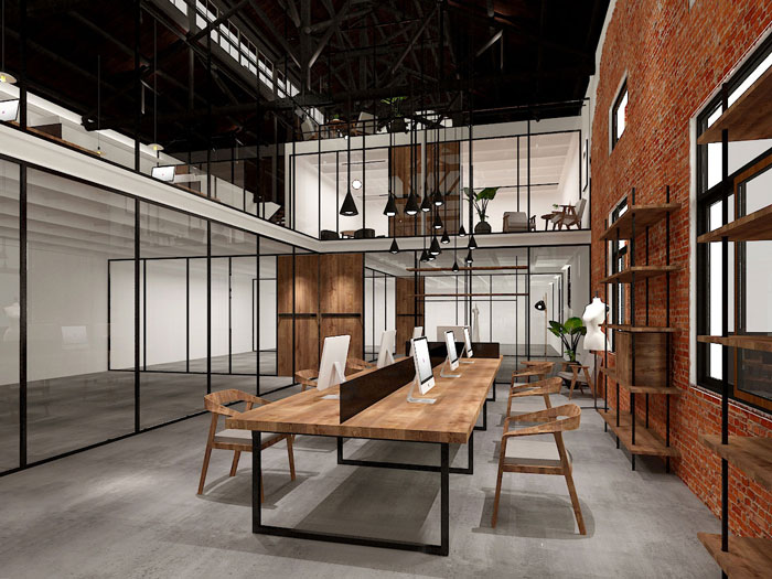 850平方廠房辦公室一樓辦公區域裝修設計案例效果圖
