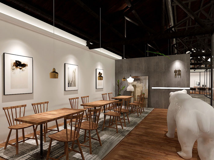 850平方廠房辦公室茶水間裝修設計案例效果圖