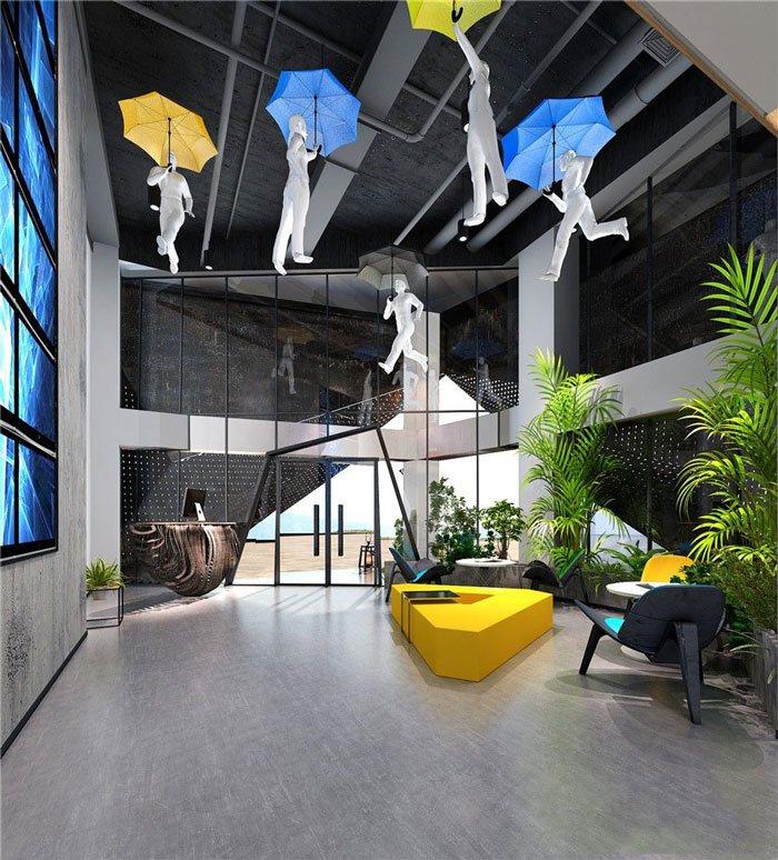 現代簡約辦公室前臺裝修設計效果圖