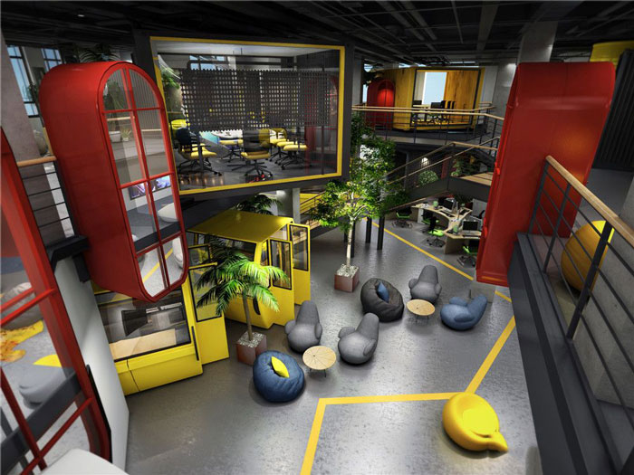 互聯(lián)網(wǎng)公司辦公室接待區(qū)域裝修設計案例效果圖