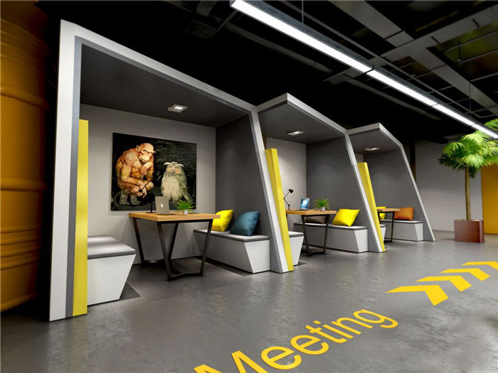互聯(lián)網(wǎng)公司辦公室洽談區(qū)域裝修設計案例效果圖