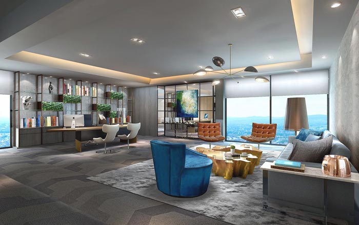 金融咨詢服務公司董事長辦公室裝修設計效果圖