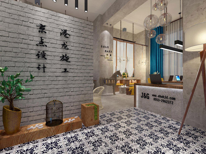 室內設計工作室進門區域裝修設計效果圖