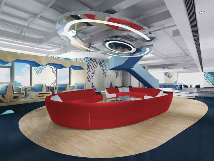 信息科技公司辦公室休息區域裝修設計效果圖