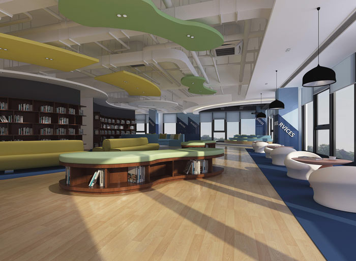 信息科技公司辦公室書吧裝修設計效果圖
