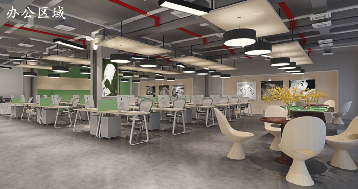 廣告制作公司辦公室辦公區(qū)域裝修設(shè)計效果圖