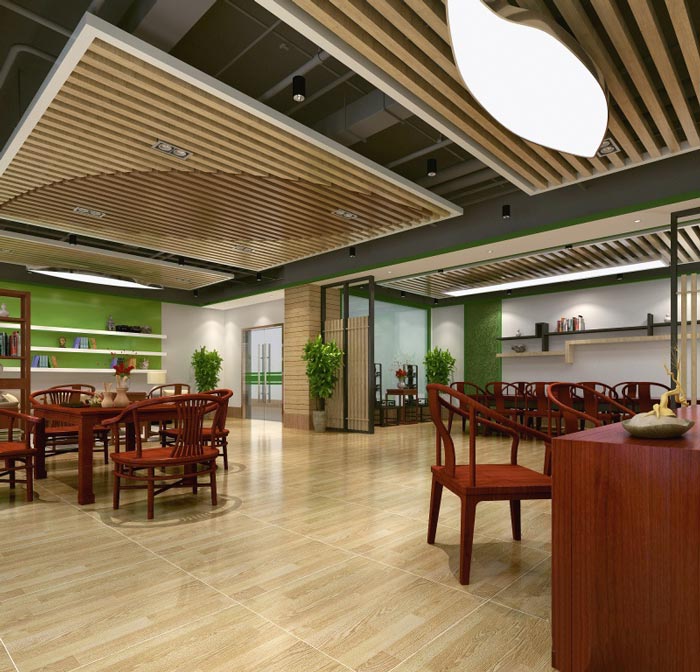 中式自然風格辦公室辦公區(qū)域裝修設計案例效果圖