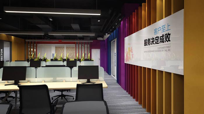 紡織公司辦公室辦公區裝修設計案例效果圖