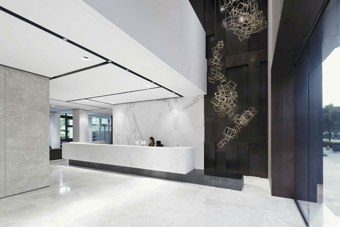 總部大樓辦公室前臺裝修設計效果圖