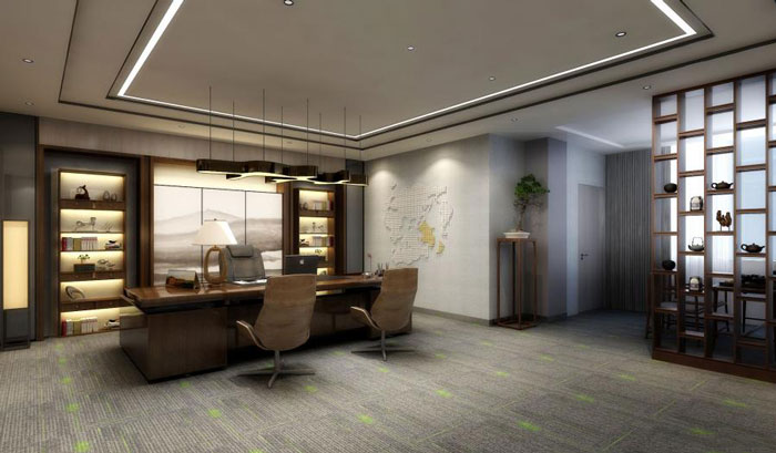 國際貿易公司董事長辦公室裝修設計效果圖