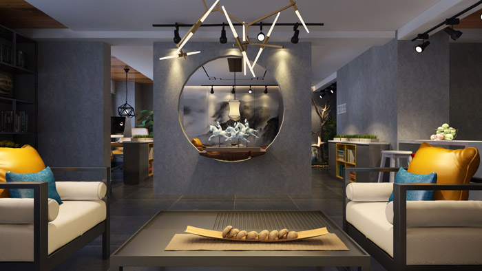 中式工作室接待區(qū)設(shè)計(jì)效果圖