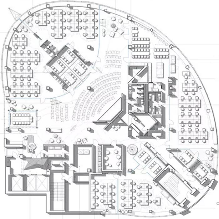 二(2)層辦公室一層平面圖